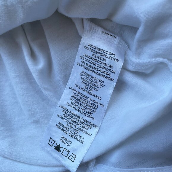 CALVIN KLEIN TOP Sheer 100% polyester Overlay Rounded Hem Size XS - Picture 7 of 7